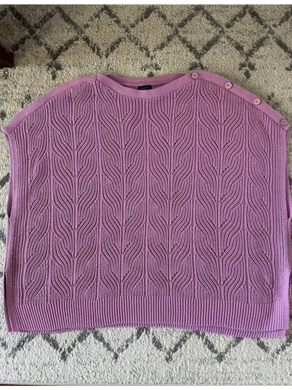 NEW Talbots Purple Open Stitch Cable Knit Sweater Chunky Poncho Boxy Size XS/S W